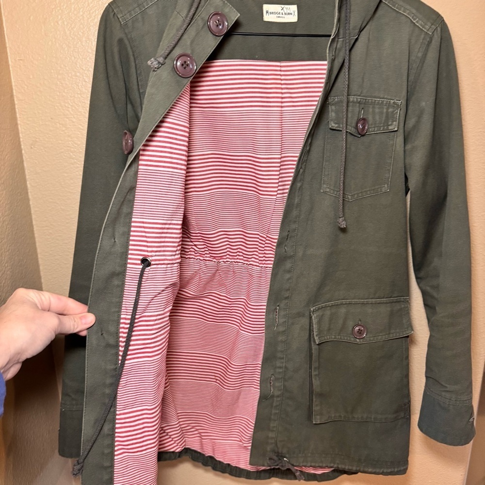Bridge & Burn Long 💯% Cotton Hooded Button Up Jacket Women’s size small - Picture 4 of 14